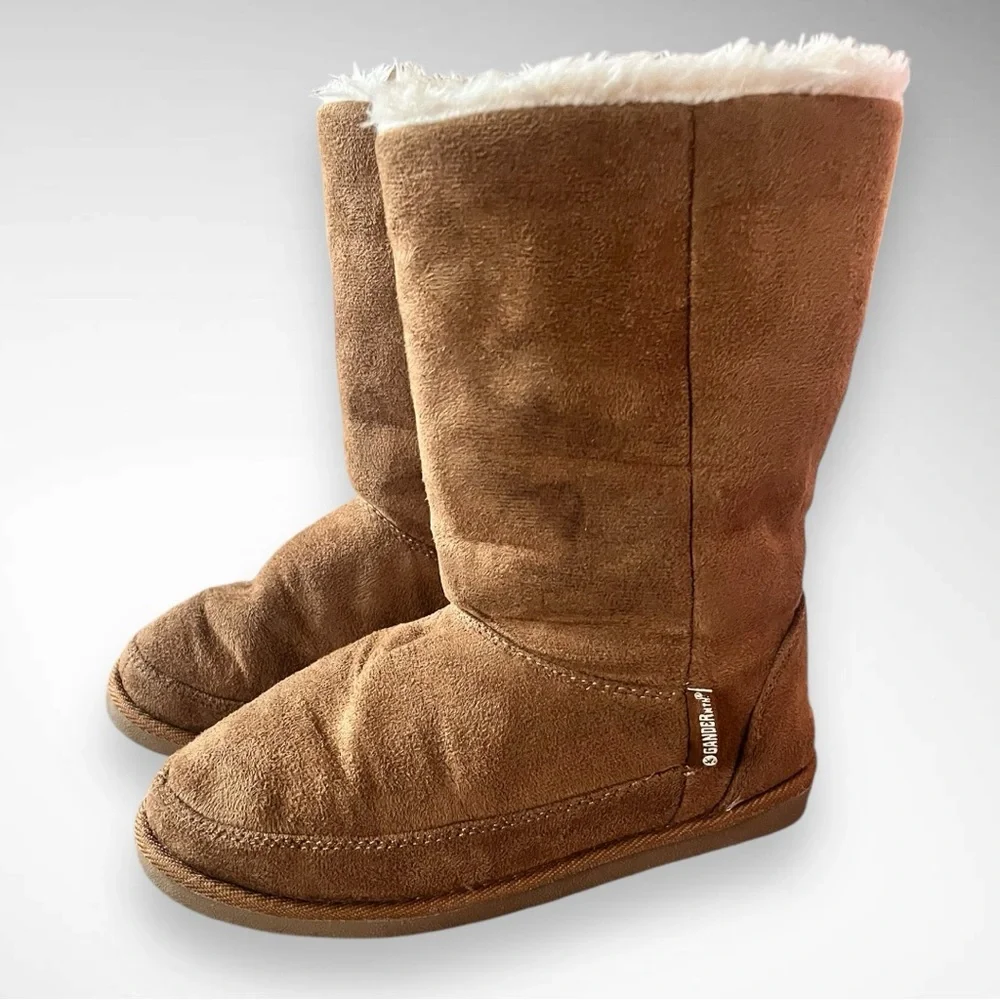 GANDER‎ MOUNTAIN Women's Tan Faux Suede Faux Fur Boots Size 6 | EUC